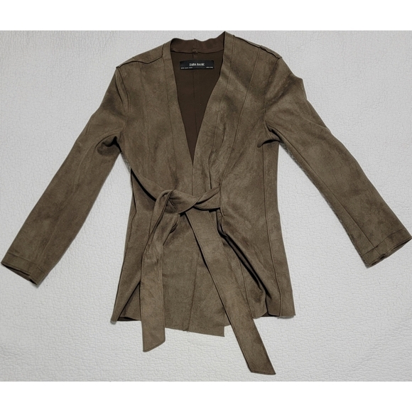 ZARA Faux Suede Front Tie Jacket - Picture 4 of 10